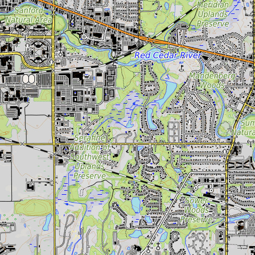 OpenTopoMap map of Herron Creek, MI
