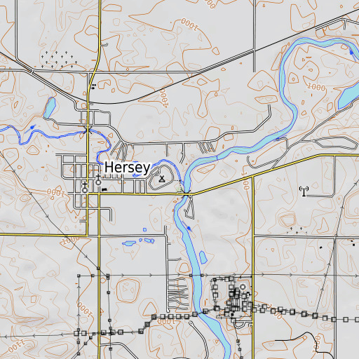 OpenTopoMap map of Hersey River, MI