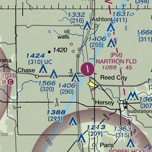 FAA VFR chart of Hewitt School, MI