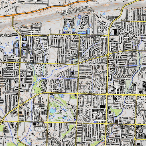 OpenTopoMap map of Julia Lee Moore Elementary School, AR