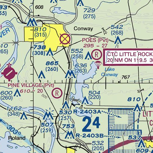 FAA VFR chart of Kapps Landing, AR