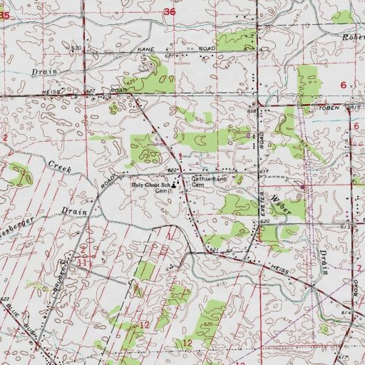 USGS 24K topo map of Holy Ghost School, MI