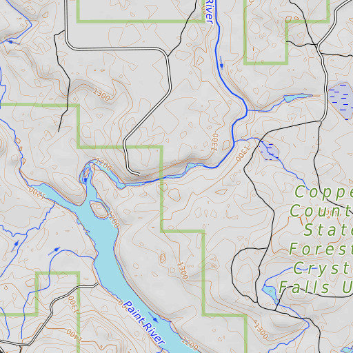 OpenTopoMap map of Horserace Rapids, MI