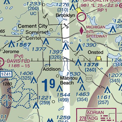 FAA VFR chart of Horton Drain, MI