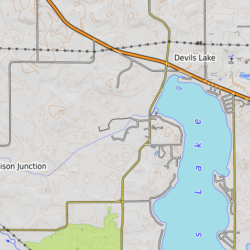 OpenTopoMap map of Horton Drain, MI