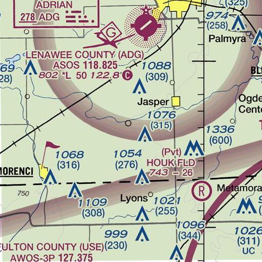 FAA VFR chart of Hough Drain, MI