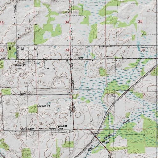 USGS 24K topo map of Humphrey School, MI
