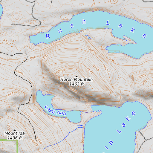 OpenTopoMap map of Huron Mountain, MI