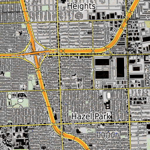 OpenTopoMap map of Longfellow School, MI