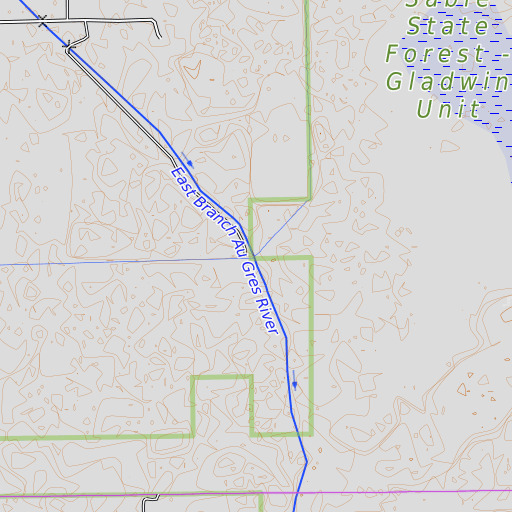 OpenTopoMap map of McMullen Drain, MI