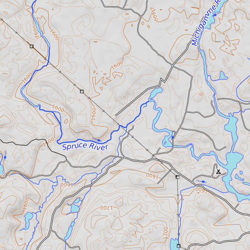 OpenTopoMap map of Mill Creek, MI