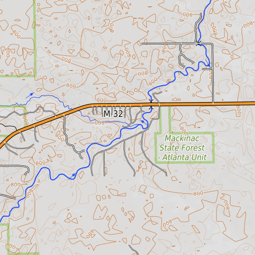 OpenTopoMap map of Miller Creek, MI