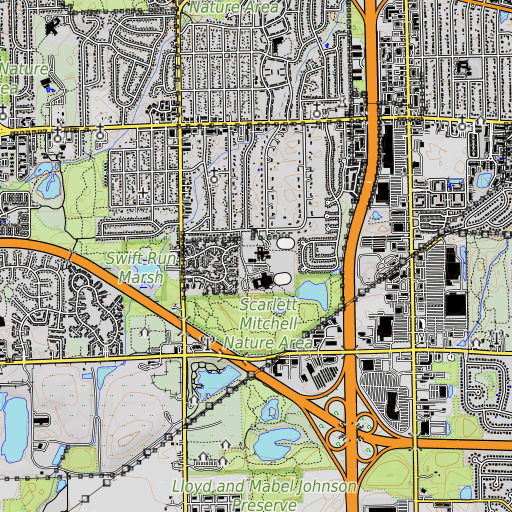 OpenTopoMap map of Mitchell School, MI