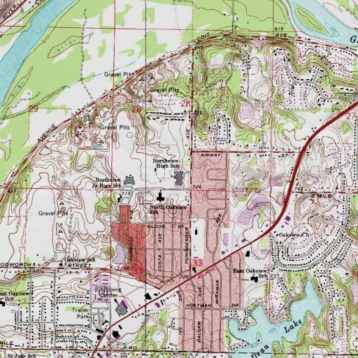 USGS 24K topo map of Northview High School, MI