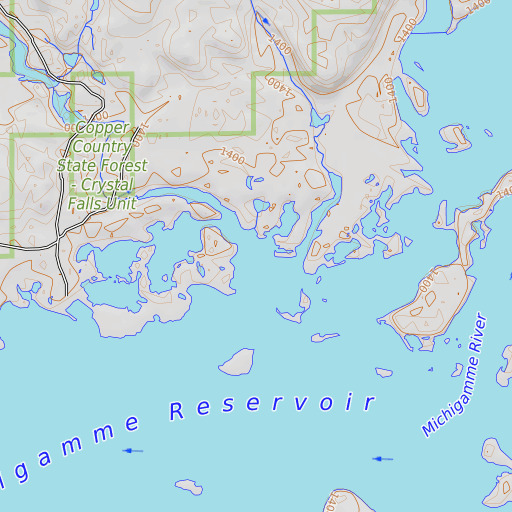 OpenTopoMap map of Noyes Creek, MI