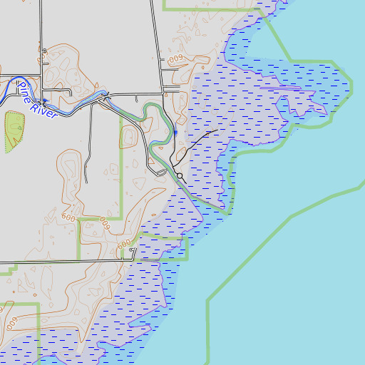 OpenTopoMap map of Pine River, MI