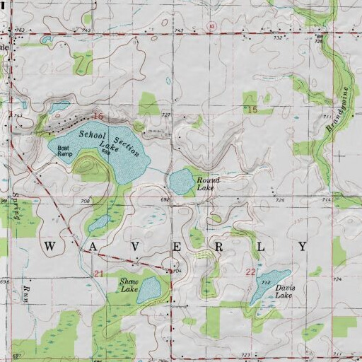 USGS 24K topo map of Round Lake, MI