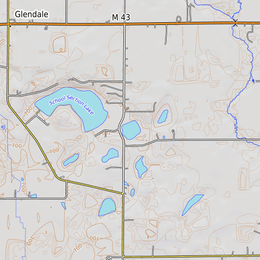 OpenTopoMap map of Round Lake, MI