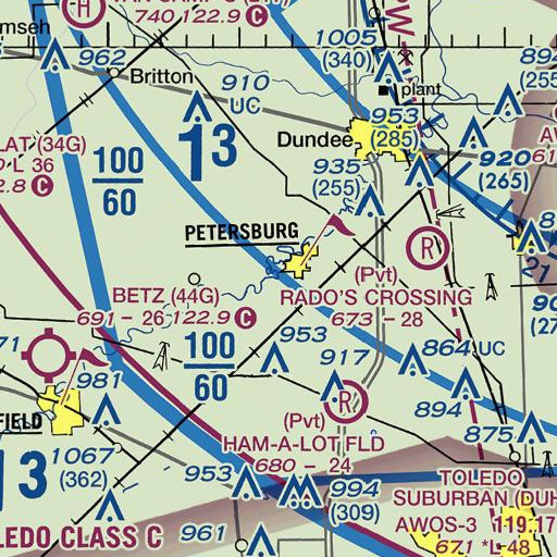 FAA VFR chart of Russell Drain, MI