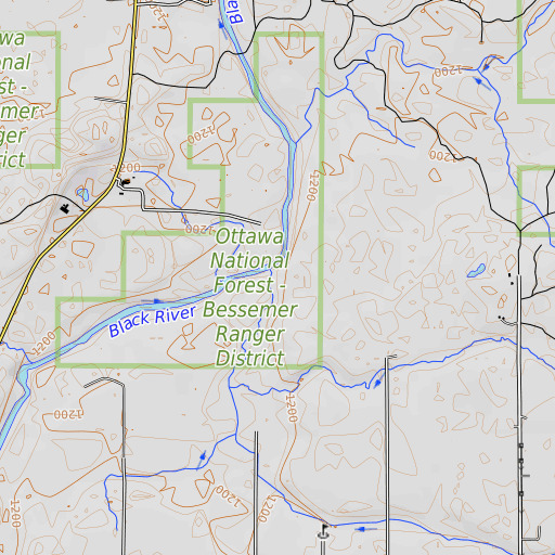OpenTopoMap map of Sapsucker Creek, MI
