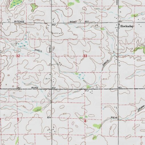 USGS 24K topo map of Shell Drain, MI