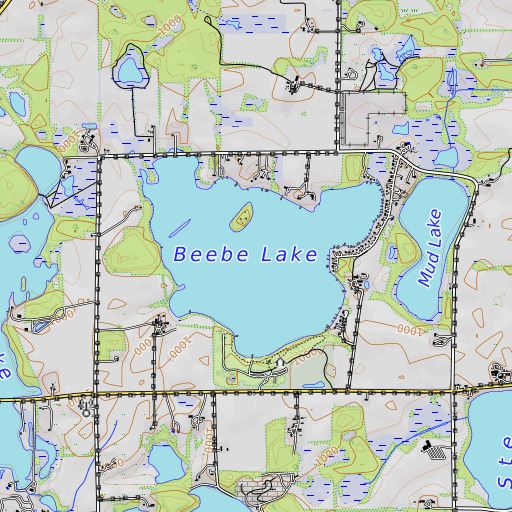 OpenTopoMap map of Beebe Lake, MN