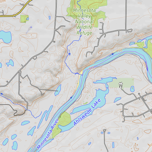 OpenTopoMap map of Bevens Creek, MN