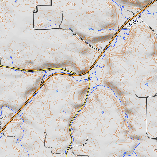 OpenTopoMap map of Boston Coulee, MN