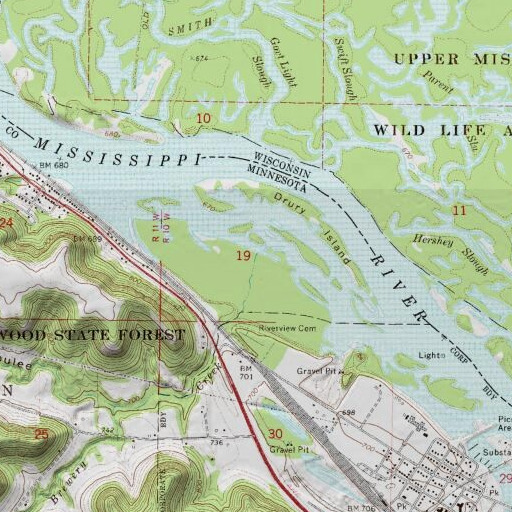 USGS 24K topo map of Brewery Creek, MN
