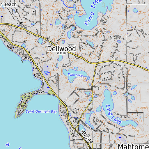 OpenTopoMap map of Echo Lake, MN