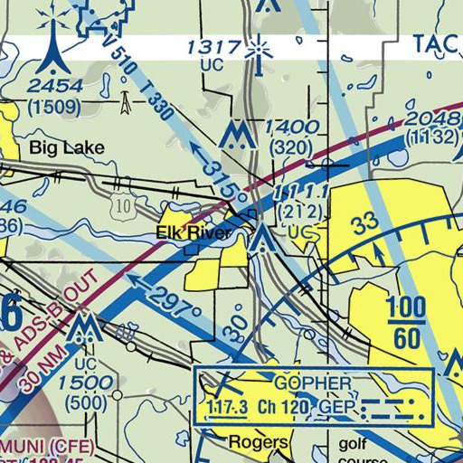 FAA VFR chart of Elk River, MN