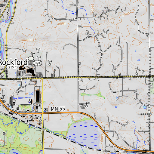 OpenTopoMap map of Elm Hill School, MN