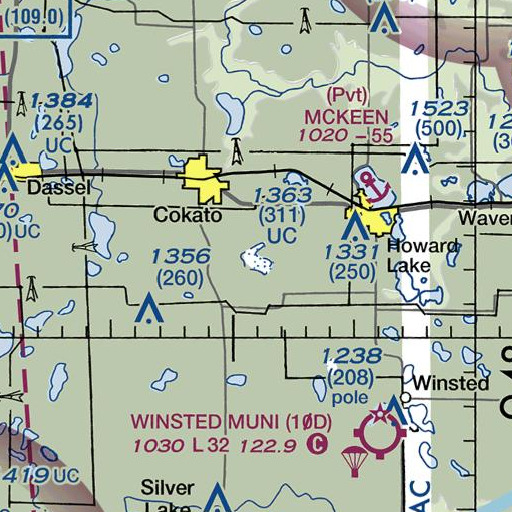 FAA VFR chart of Grass Lake, MN