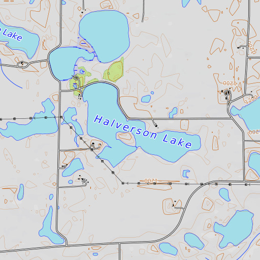 OpenTopoMap map of Halverson Lake, MN