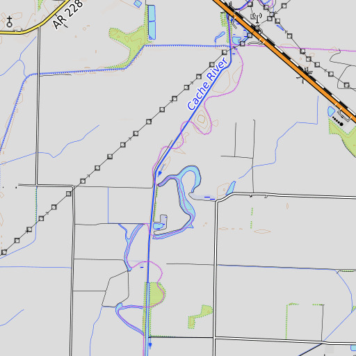OpenTopoMap map of Cypress Slough, AR