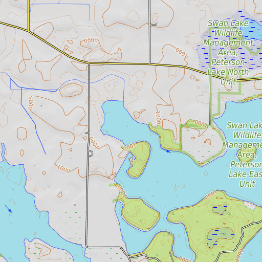 OpenTopoMap map of Larson Bay, MN