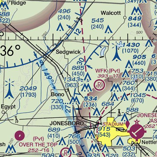 FAA VFR chart of Trinity School (historical), AR