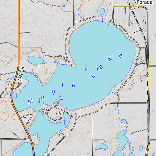 OpenTopoMap map of Maple Lake, MN