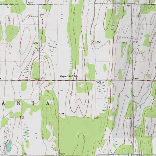 USGS 24K topo map of Maple Leaf School, MN