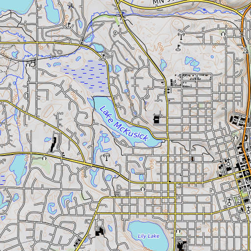 OpenTopoMap map of Lake McKusick, MN