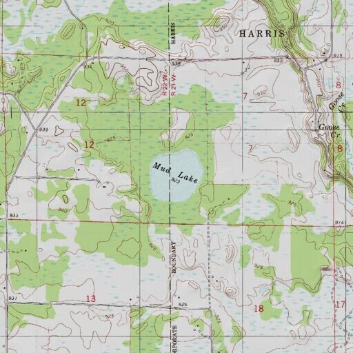 USGS 24K topo map of Mud Lake, MN