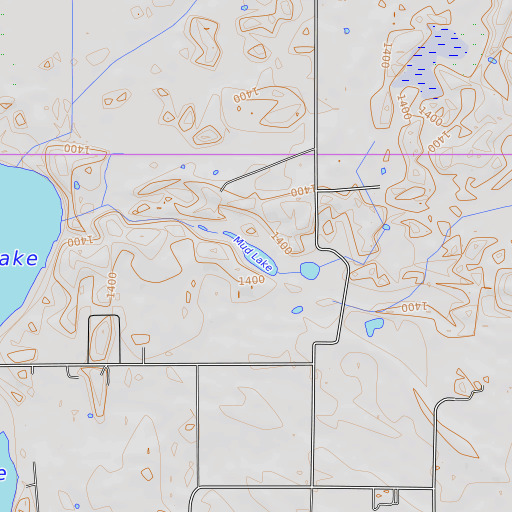 OpenTopoMap map of Mud Lake, MN