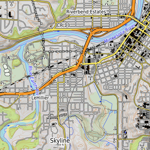 OpenTopoMap map of Roosevelt Elementary School, MN