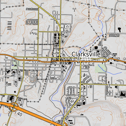 OpenTopoMap map of Johnson County Courthouse, AR
