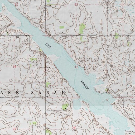 USGS 24K topo map of The Inlet, MN