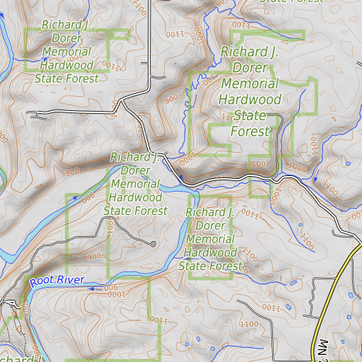 OpenTopoMap map of Torkelson Creek, MN