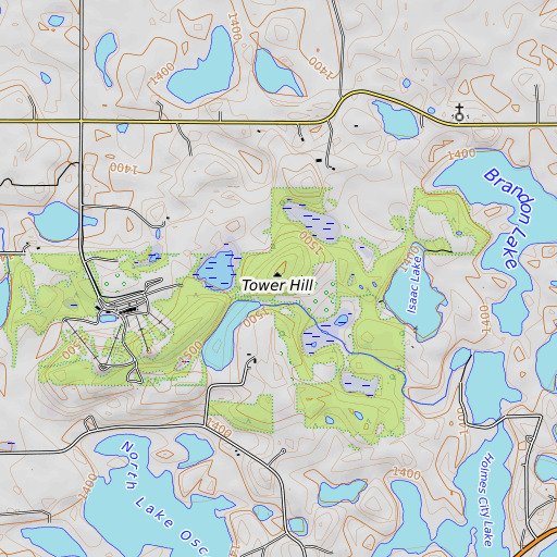 OpenTopoMap map of Tower Hill, MN