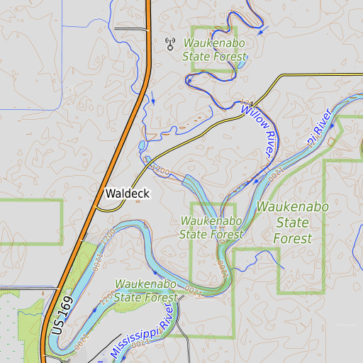 OpenTopoMap map of White Elk Logan, MN
