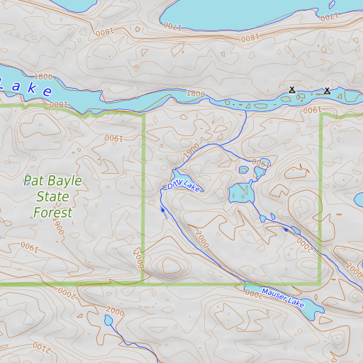 OpenTopoMap map of Ditty Lake, MN