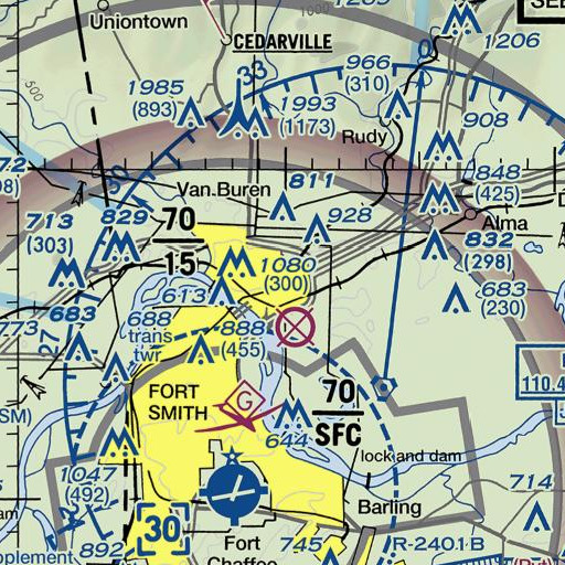FAA VFR chart of Pointers Athletic Field, AR